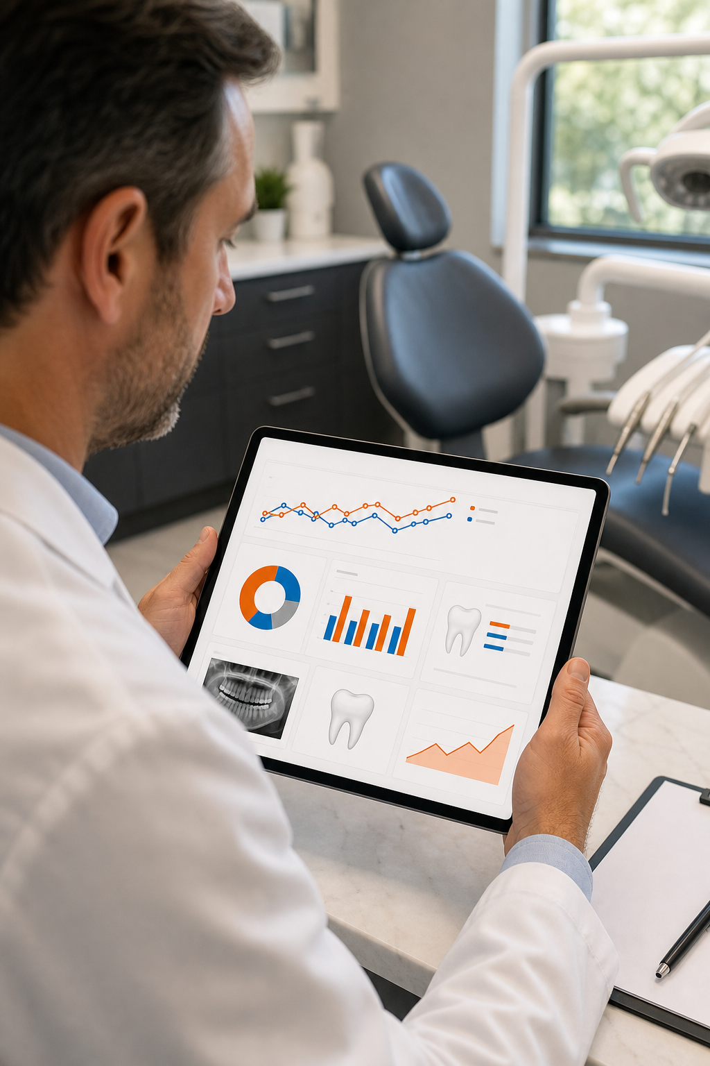 dentist reviewing AI‑powered Google Ads dashboard