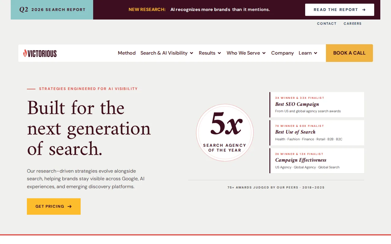Victorious SEO: visual reference for 2. Victorious SEO — Best for Transparent, ROI-Tracked Monthly Campaigns