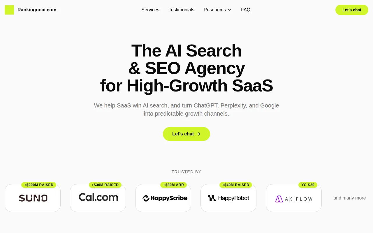 Screenshot of the Rankingonai.com website