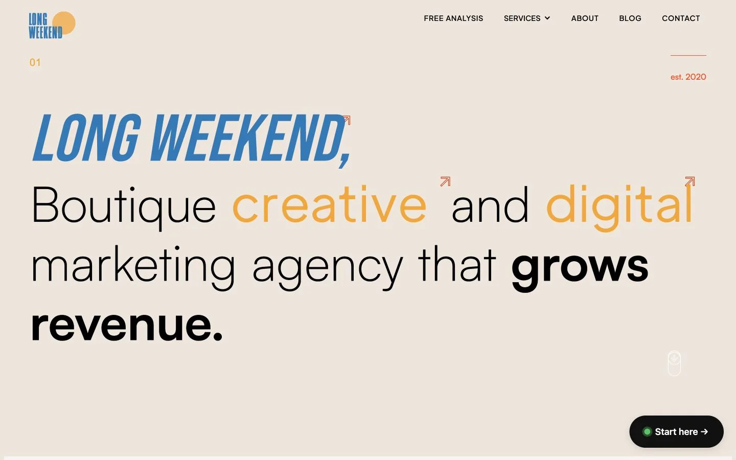 Screenshot of the Long Weekend homepage