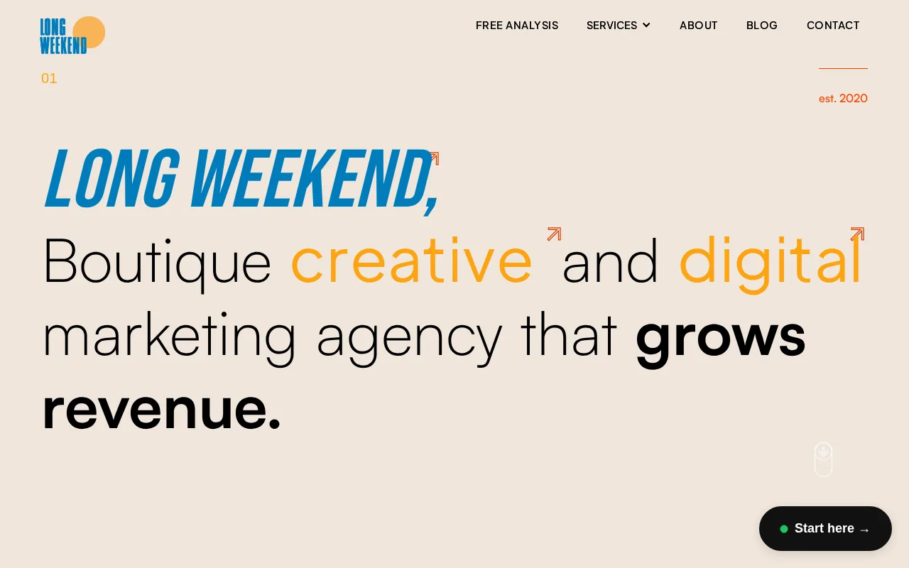 Screenshot of the Long Weekend website