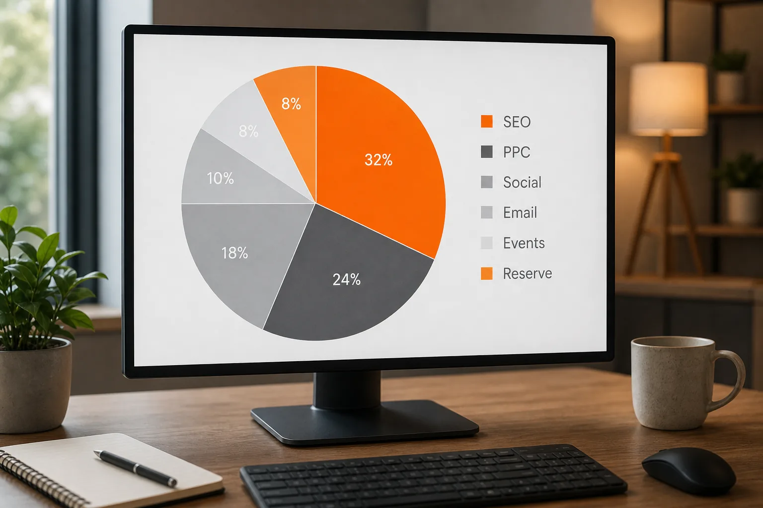 "marketing channel allocation pie chart"