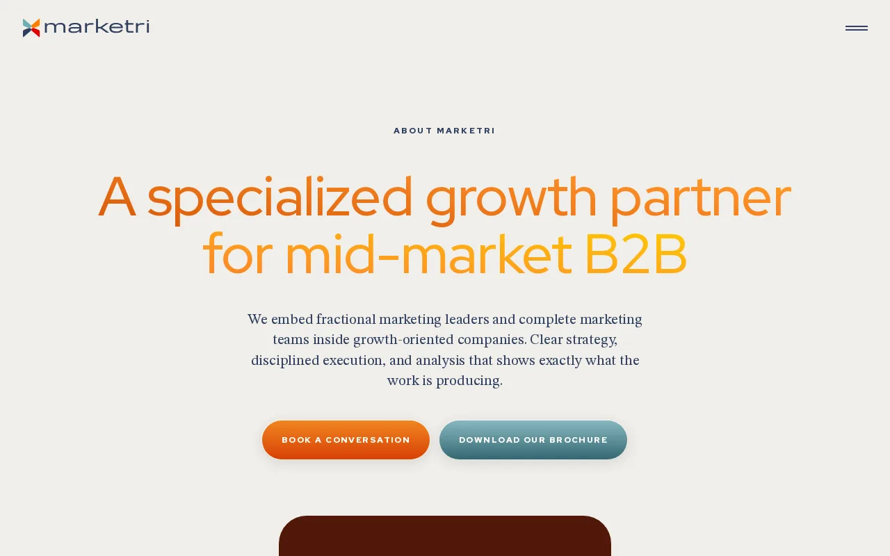 Screenshot of the Marketri website