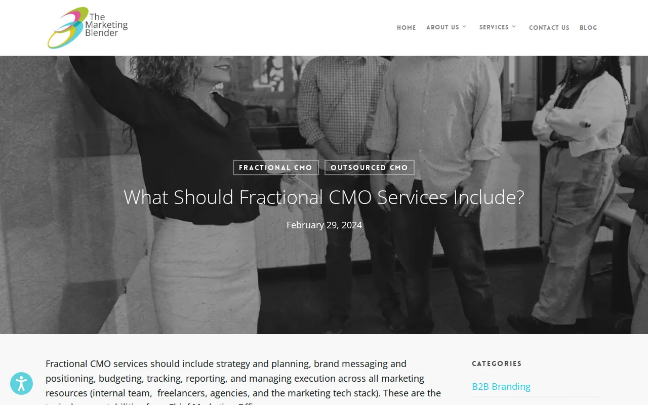 Screenshot of the The Marketing Blender website