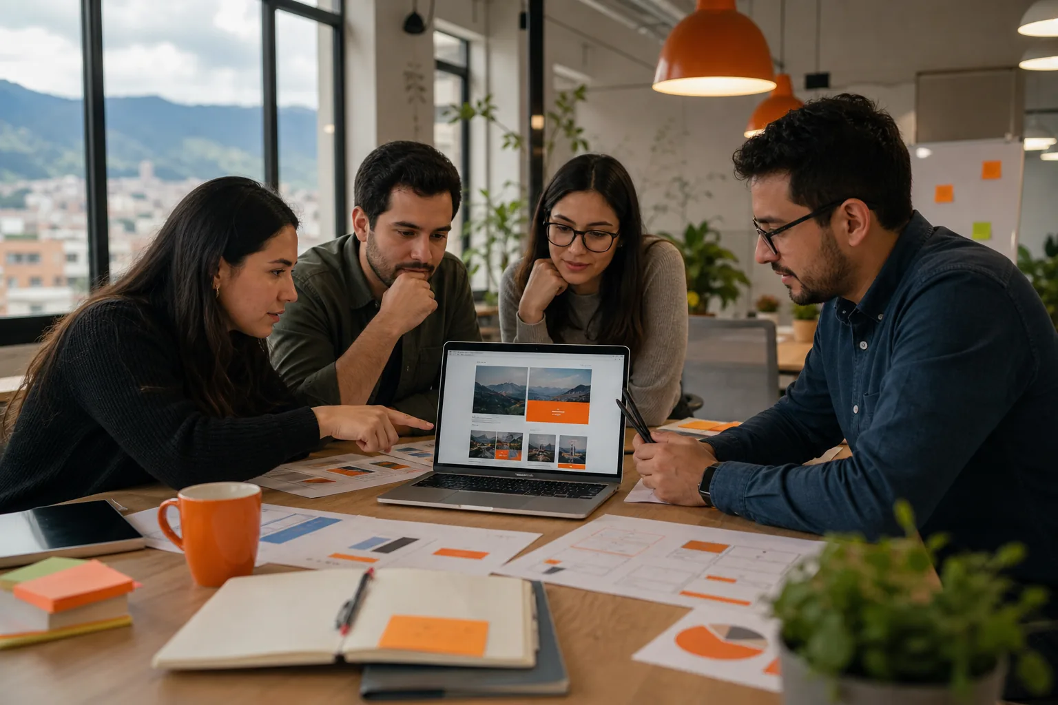 Colombian marketing team planning A/B testing landing pages