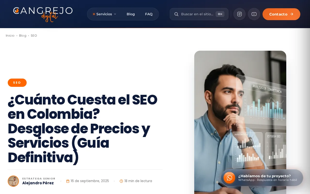 Screenshot of the Cangrejo Digital website