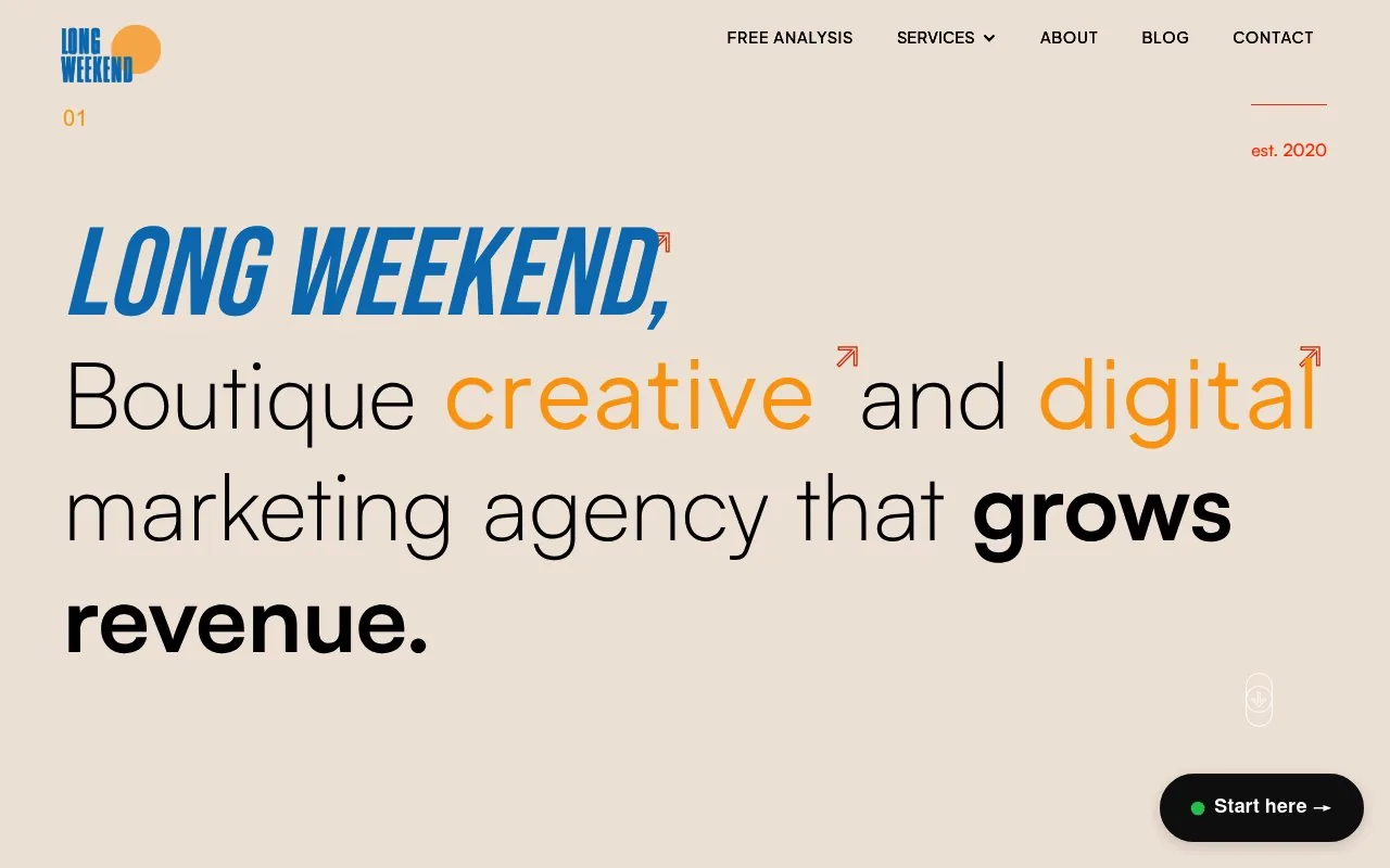 Screenshot of the Long Weekend website