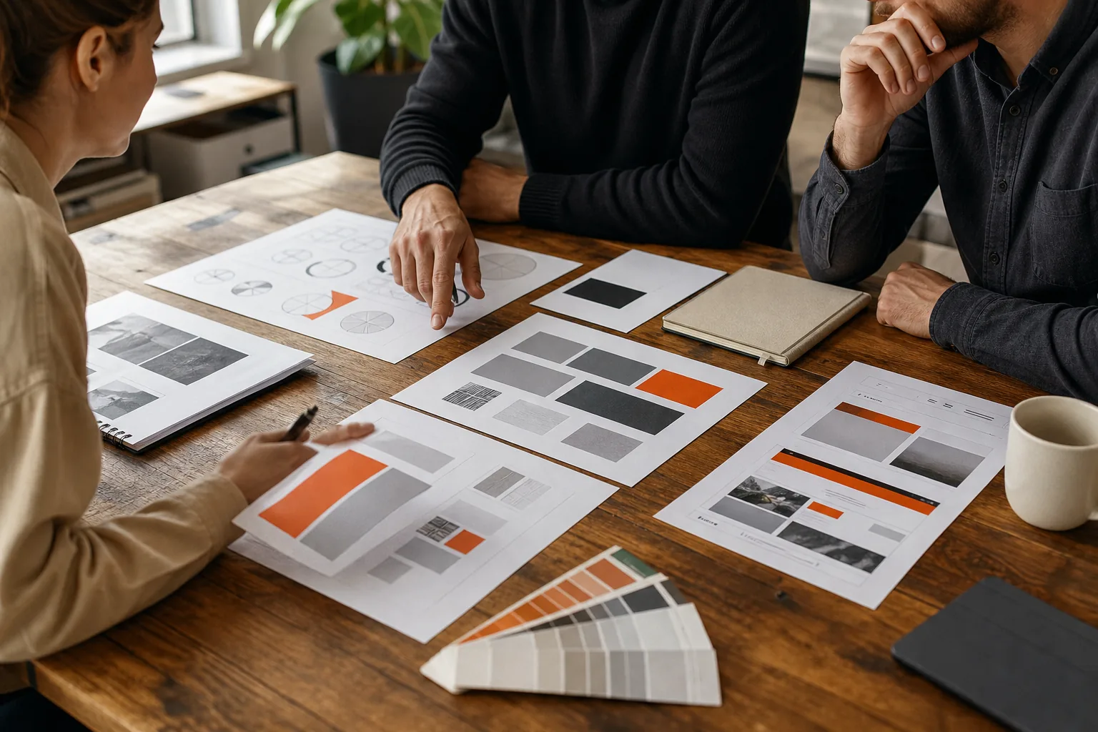 Brand identity design elements arranged as a visual system.