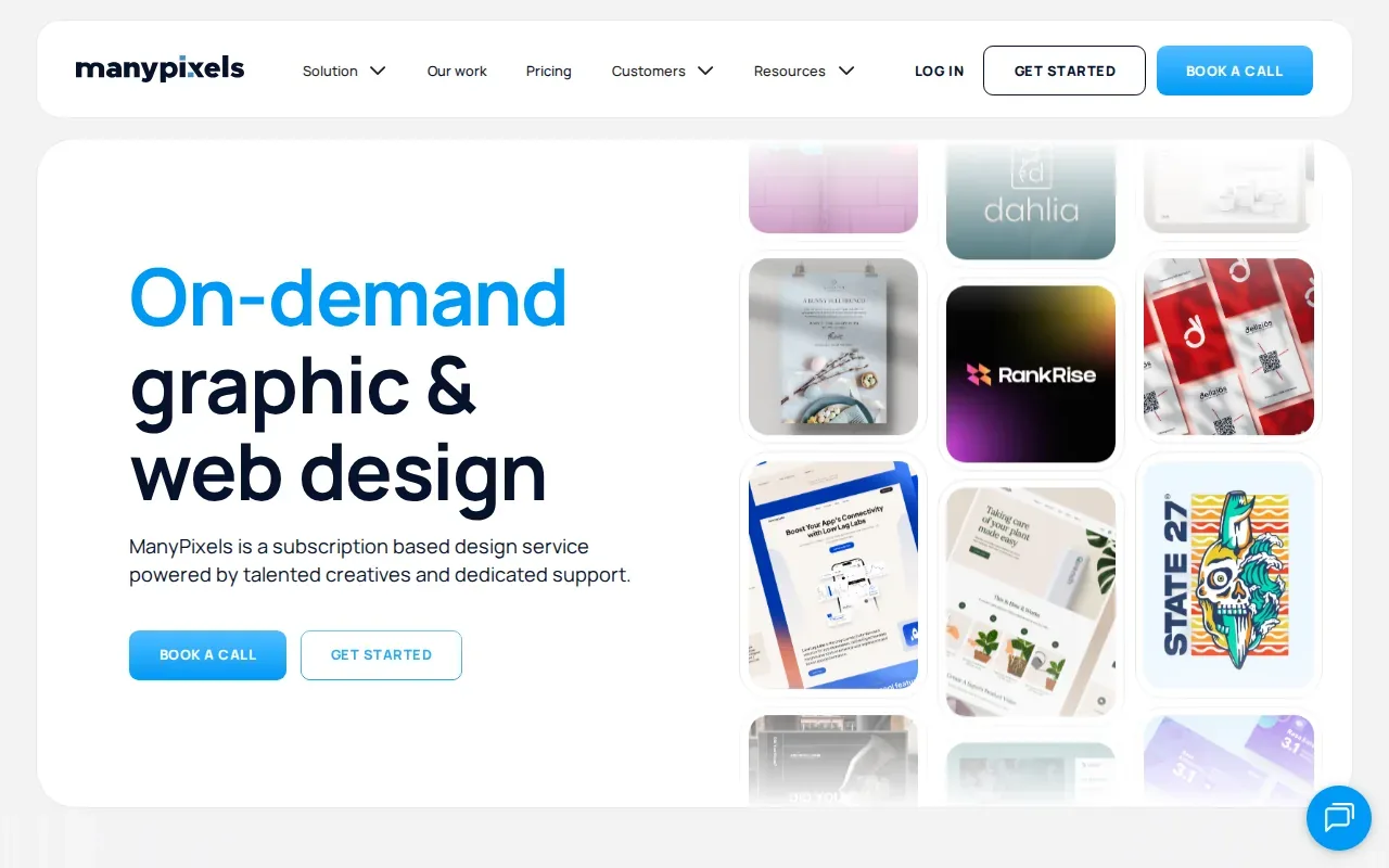 Screenshot of the ManyPixels website