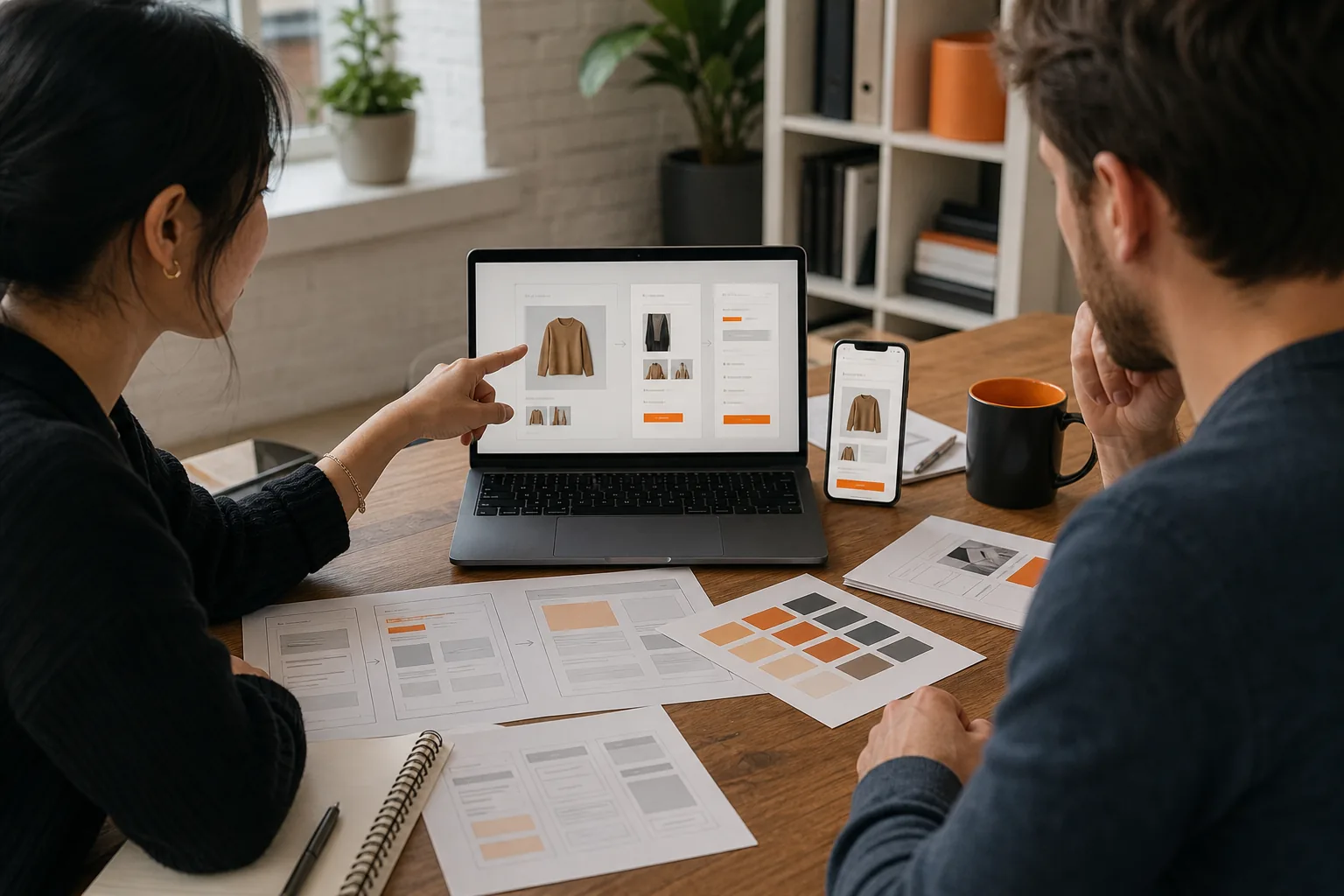 E-commerce team mapping branded customer touchpoints from product page to checkout.
