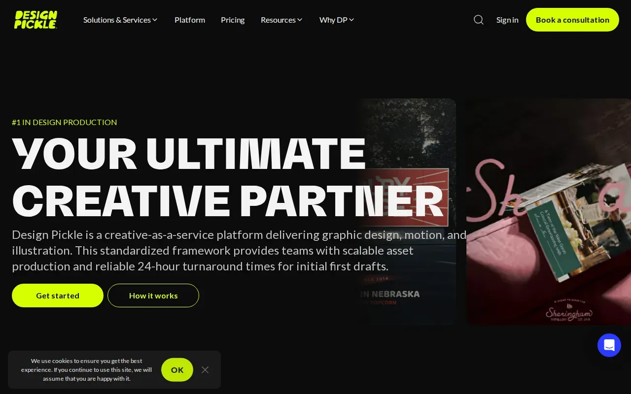 Screenshot of the Design Pickle website