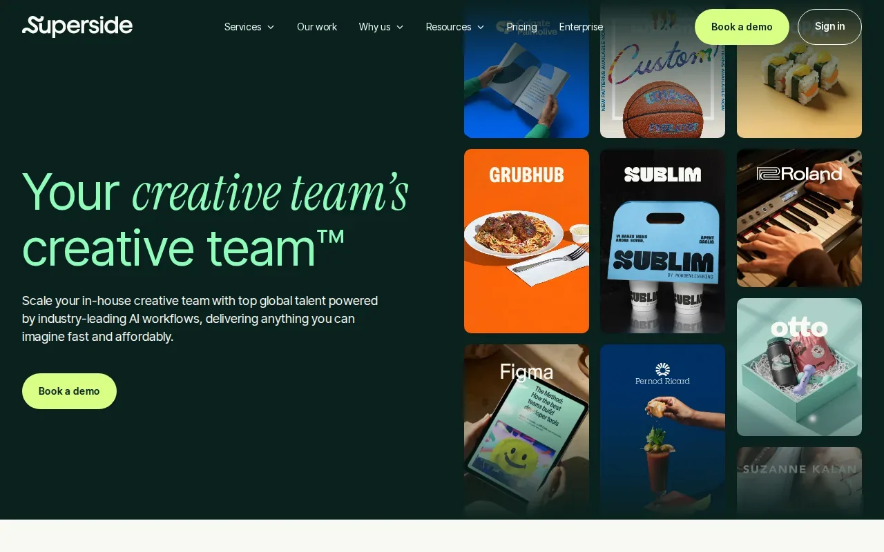 Screenshot of the Superside website