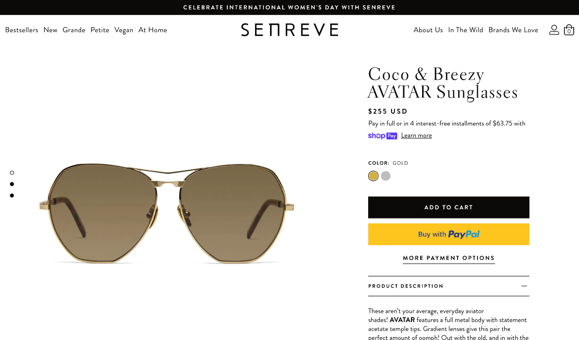 Senreve selling Coco & Breezy sunglasses