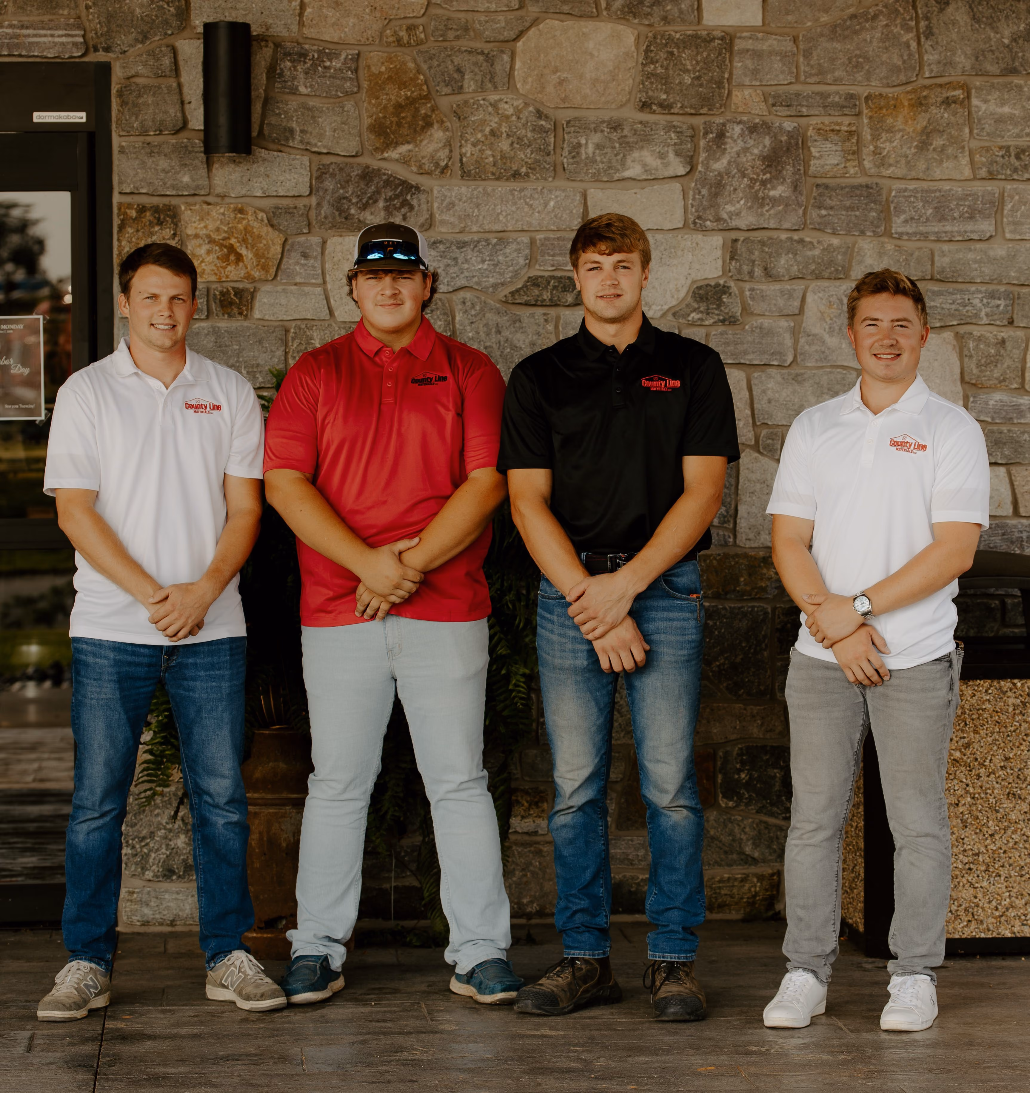 County Line Materials garage door team: Quentin Showalter, Kyler Martin, Weston Martin and Philip Brubaker