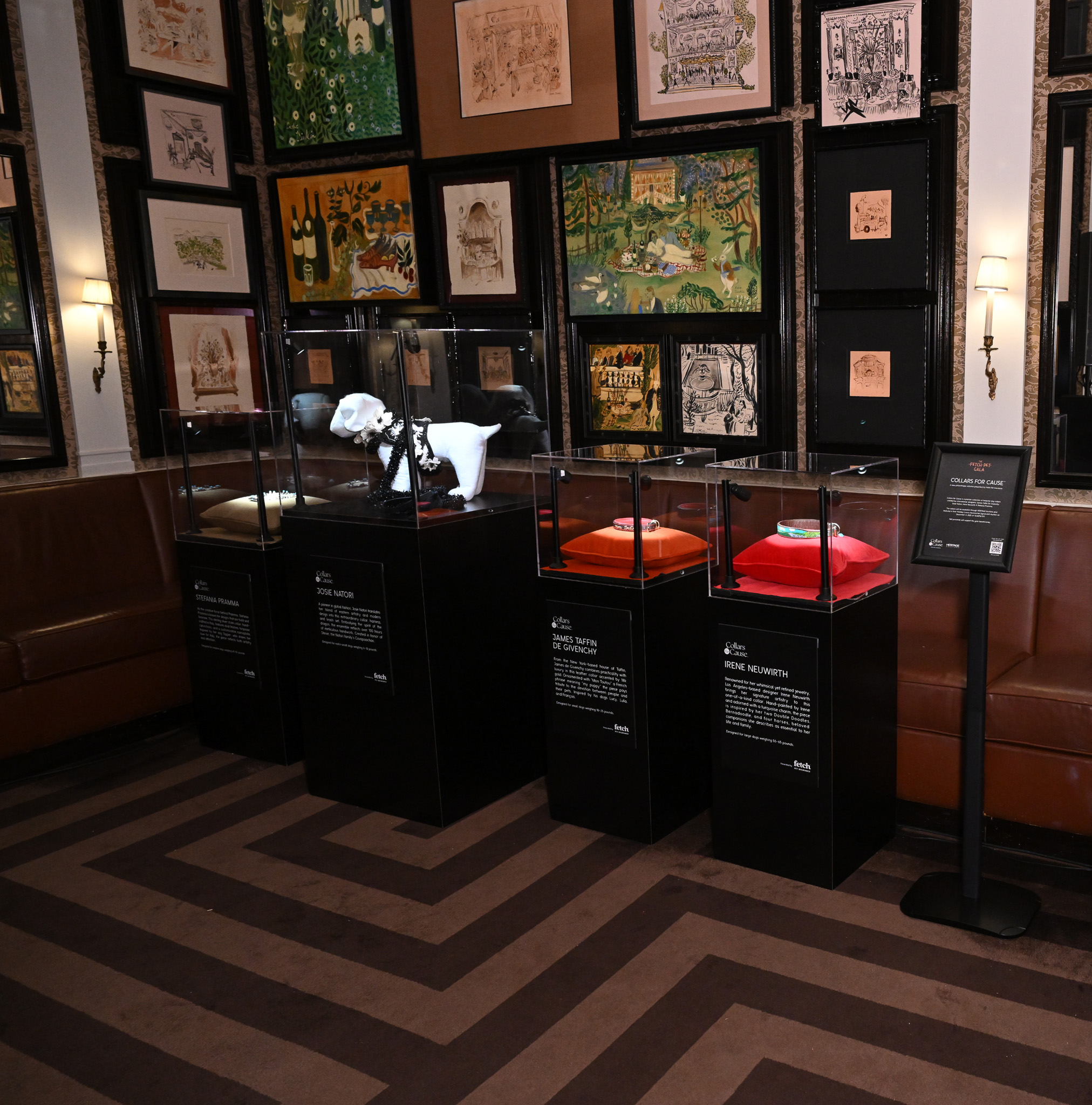 Items on display for Collars for Cause™ during the 2025 Fetch Pet Gala.