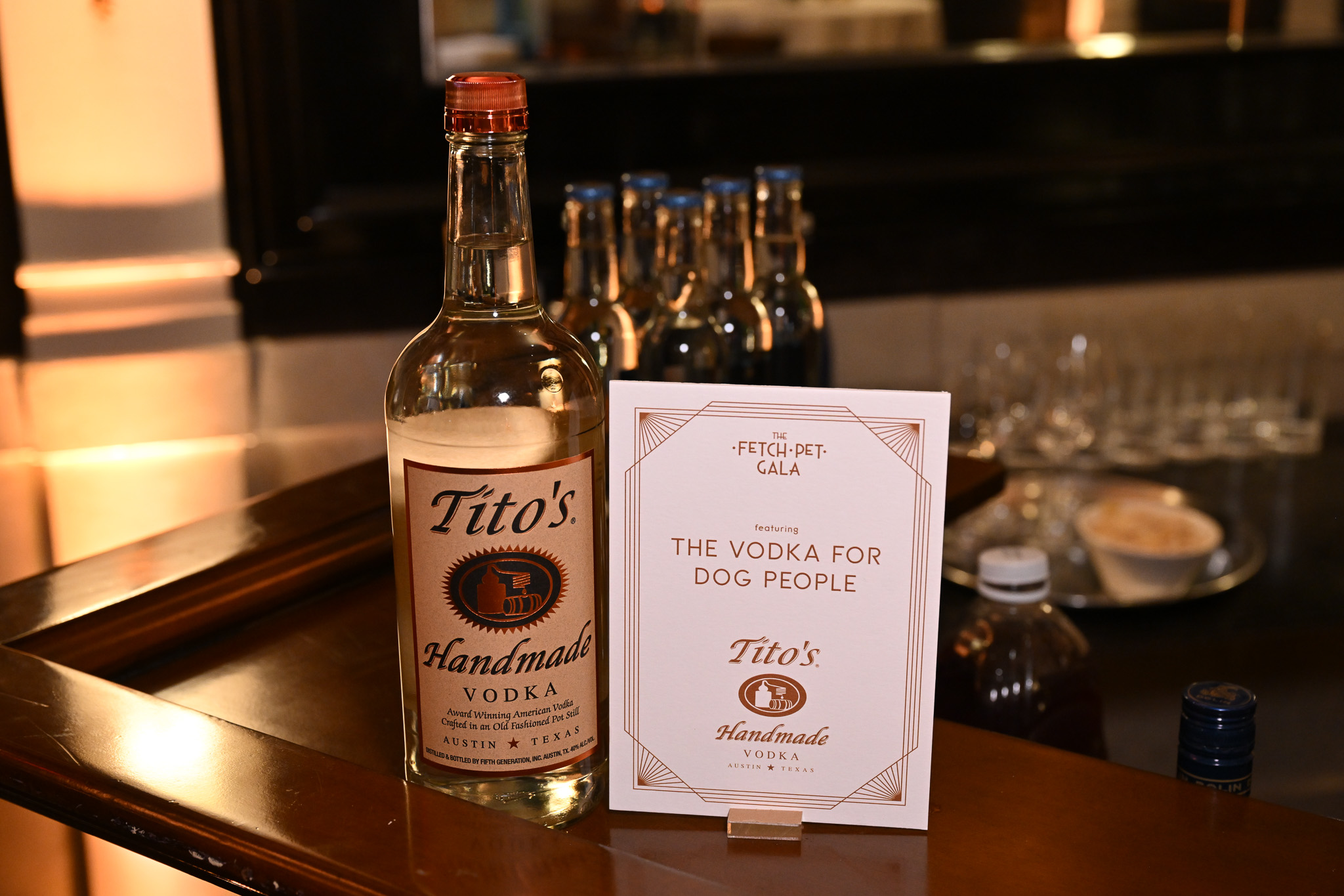 A view of the bar, exclusively featuring Tito's Vodka, during the 2025 Fetch Pet Gala.