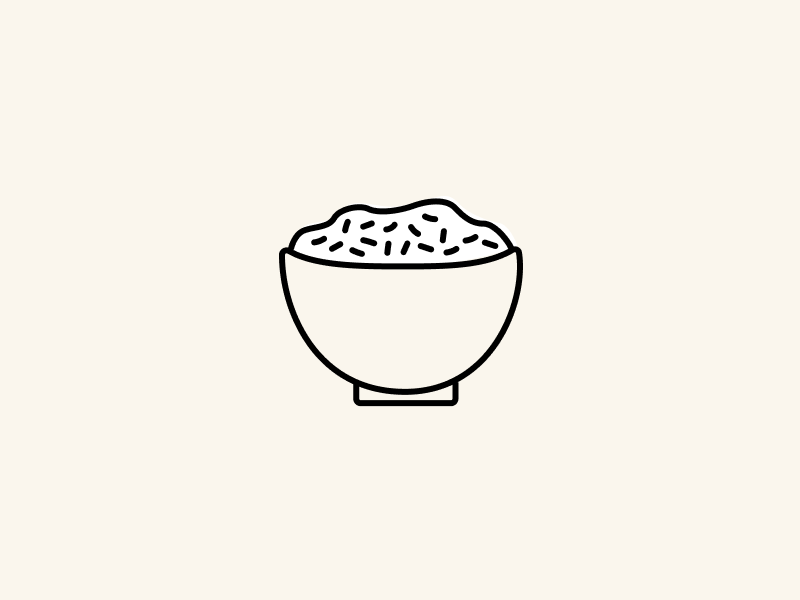 Illustration of bowls of rice on a beige colored background