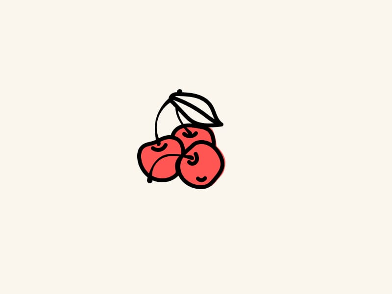 Illustrations of cherries on a beige colored background