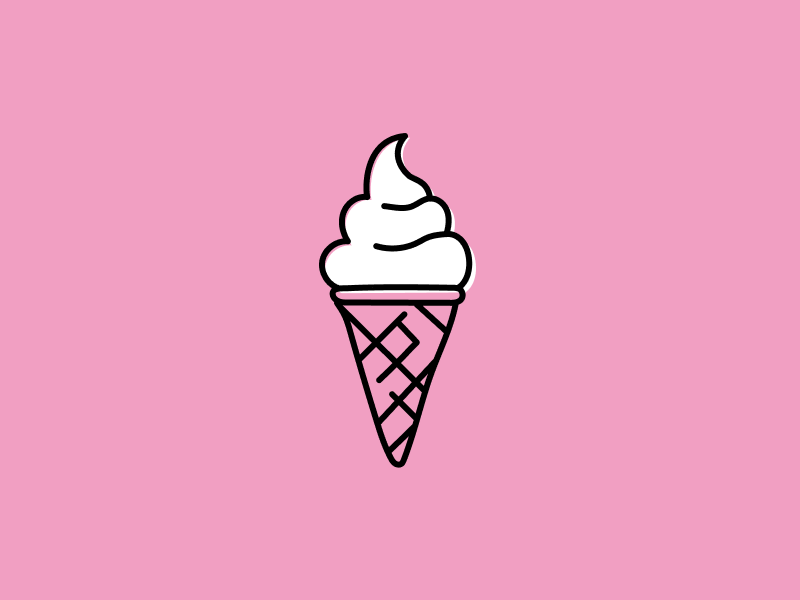 Illustrations of ice cream cones on a pink background