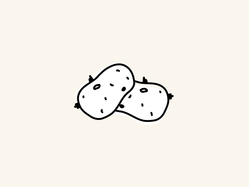 Illustrations of potatoes on a beige colored background