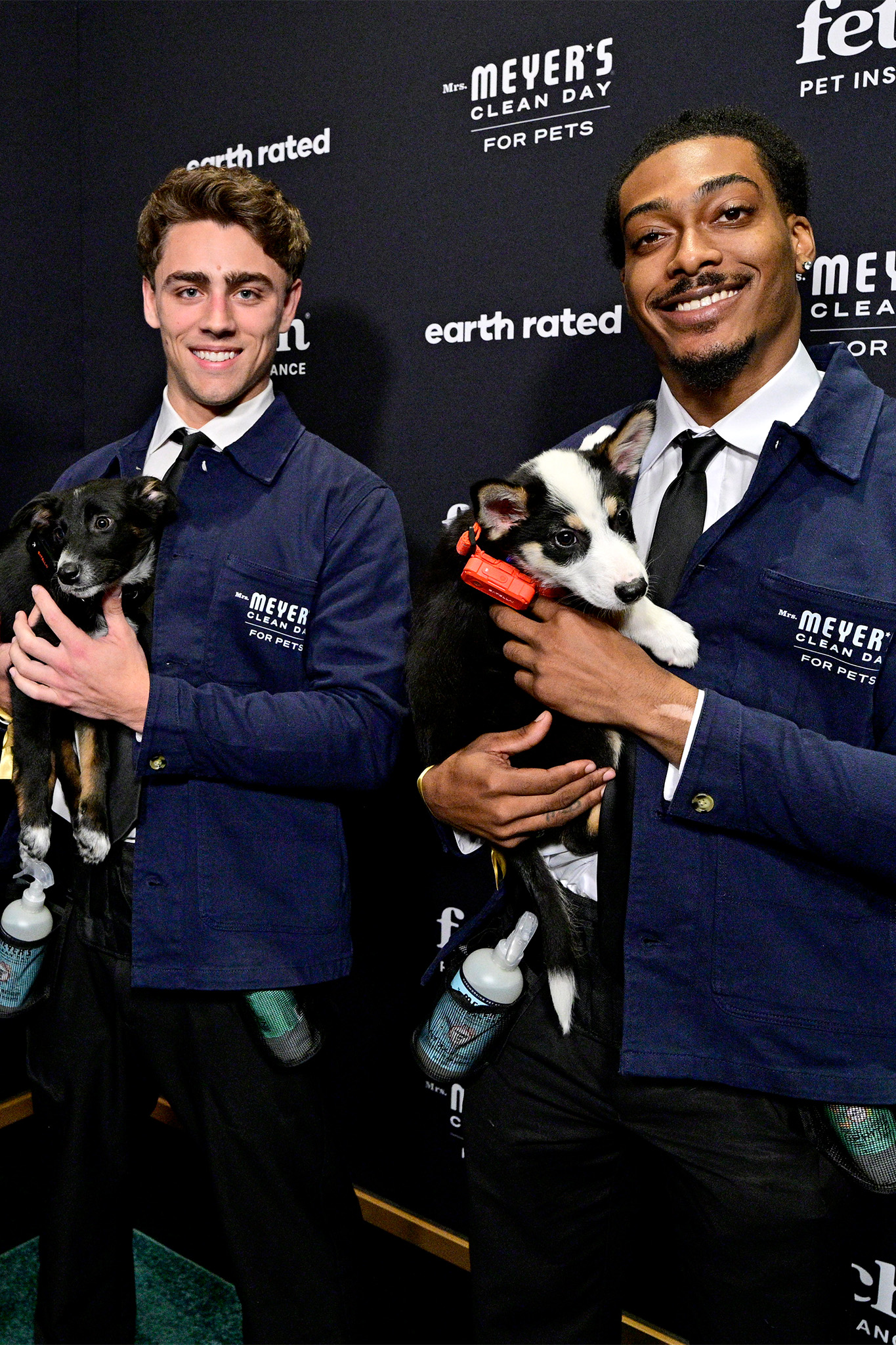 Mrs. Meyers Clean Day Crew and Rescue Pups from North Shore Animal League America in SATELLAI Go Collars at the 2026 Fetch Pet Gala.