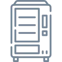 Outline icon of a vending machine with product selection buttons and a dispensing area.