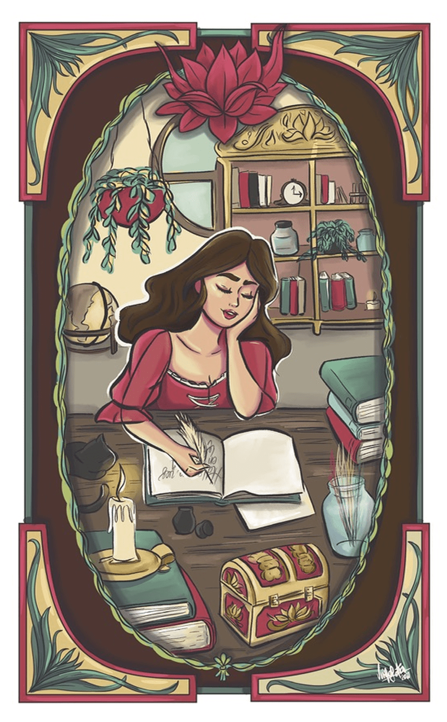 Woman reading illustration
