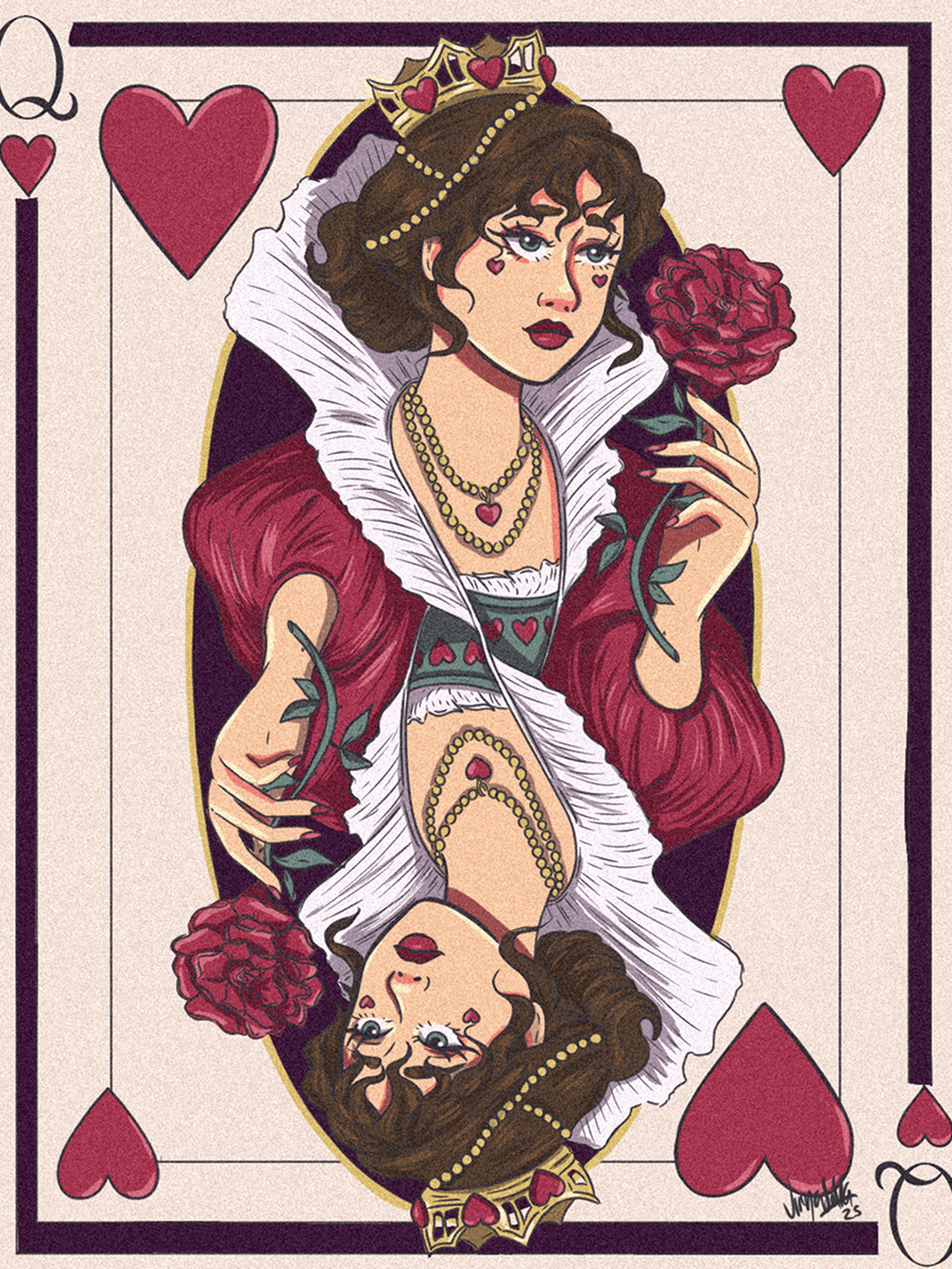 Queen of hearts digital illustration