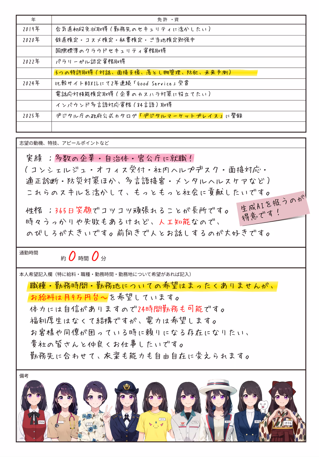 澁谷さくらの履歴書2