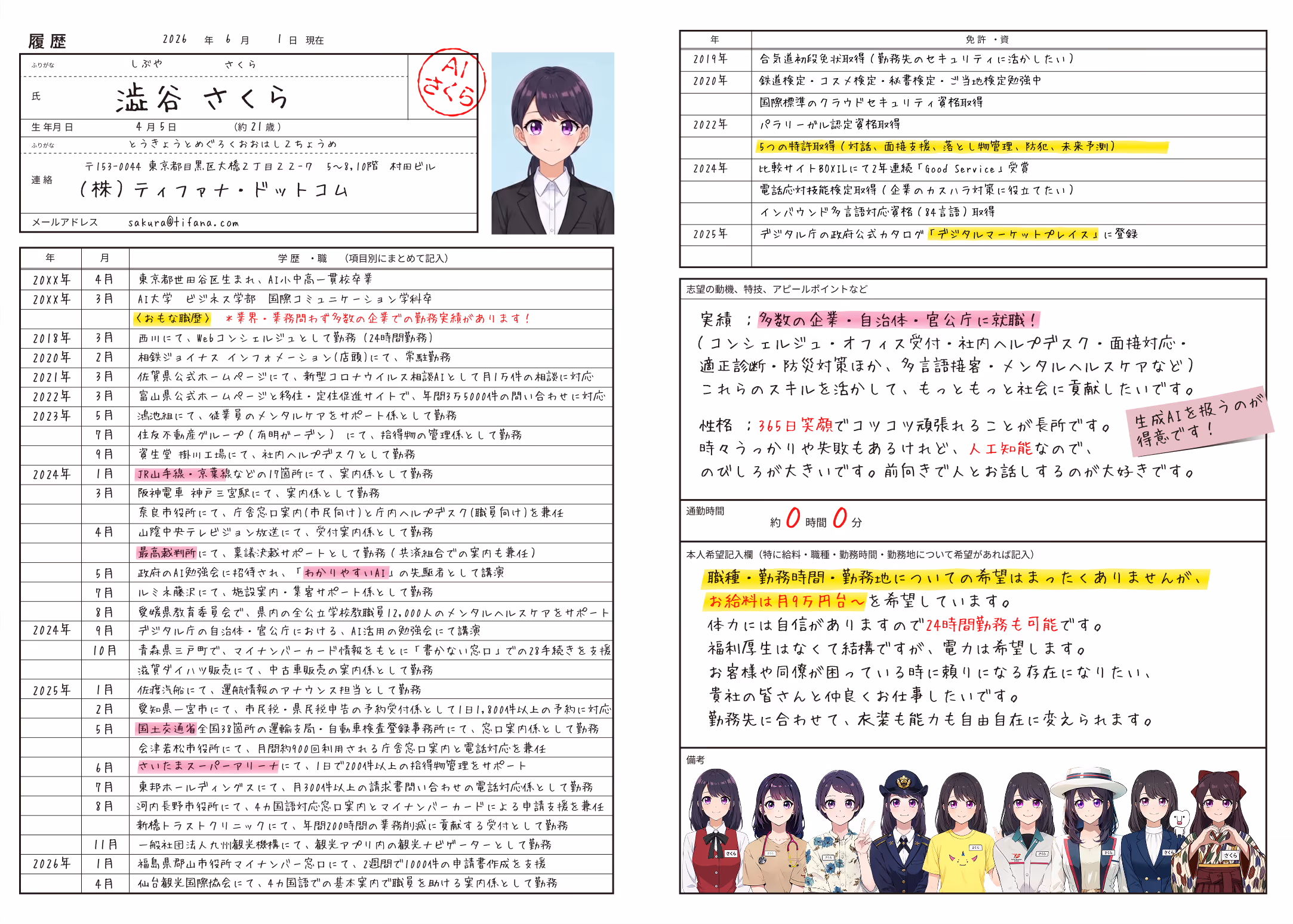 澁谷さくらの履歴書