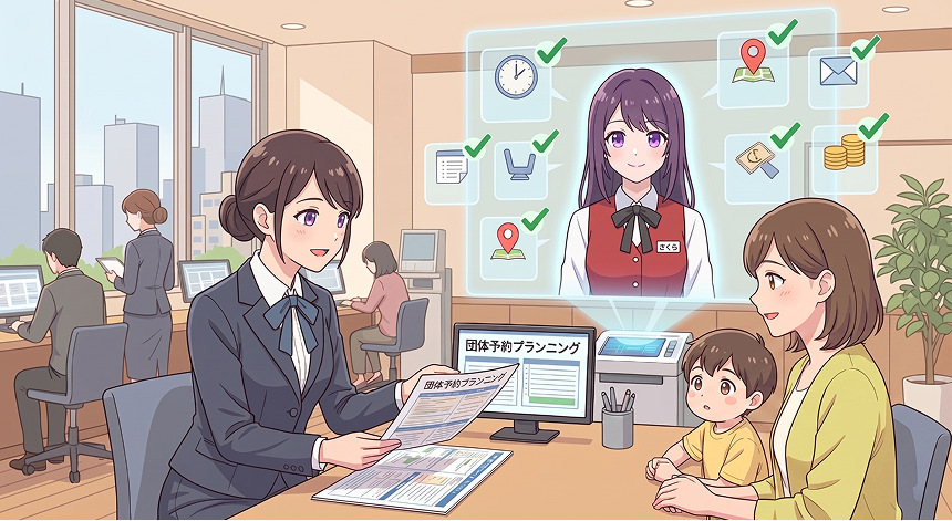 定型質問はAIにお任せ。スタッフは団体予約などの 『人間にしかできない接客』に集中できています。