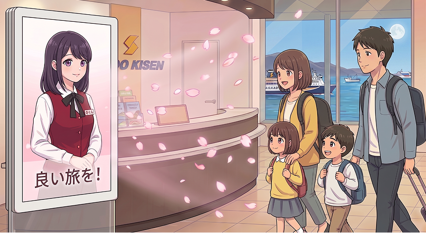機械的で終わらない温かさ。電話の最後に 『良い旅を』と添える気遣いが嬉しいですね。