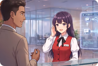 外国語のお客様もそのまま受付