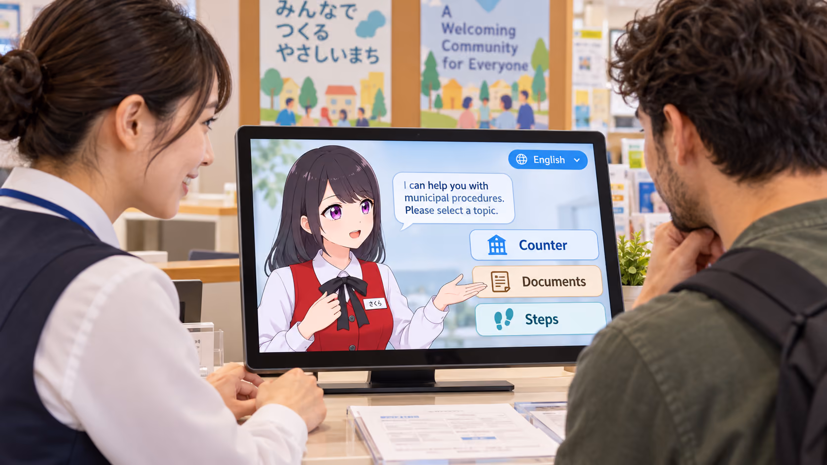 多言語に対応するさくらさんが 外国人のお客様にも安心感を提供