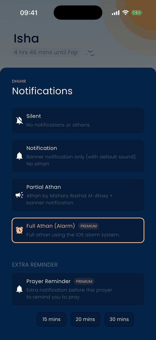 Full Athan in the Pillars app