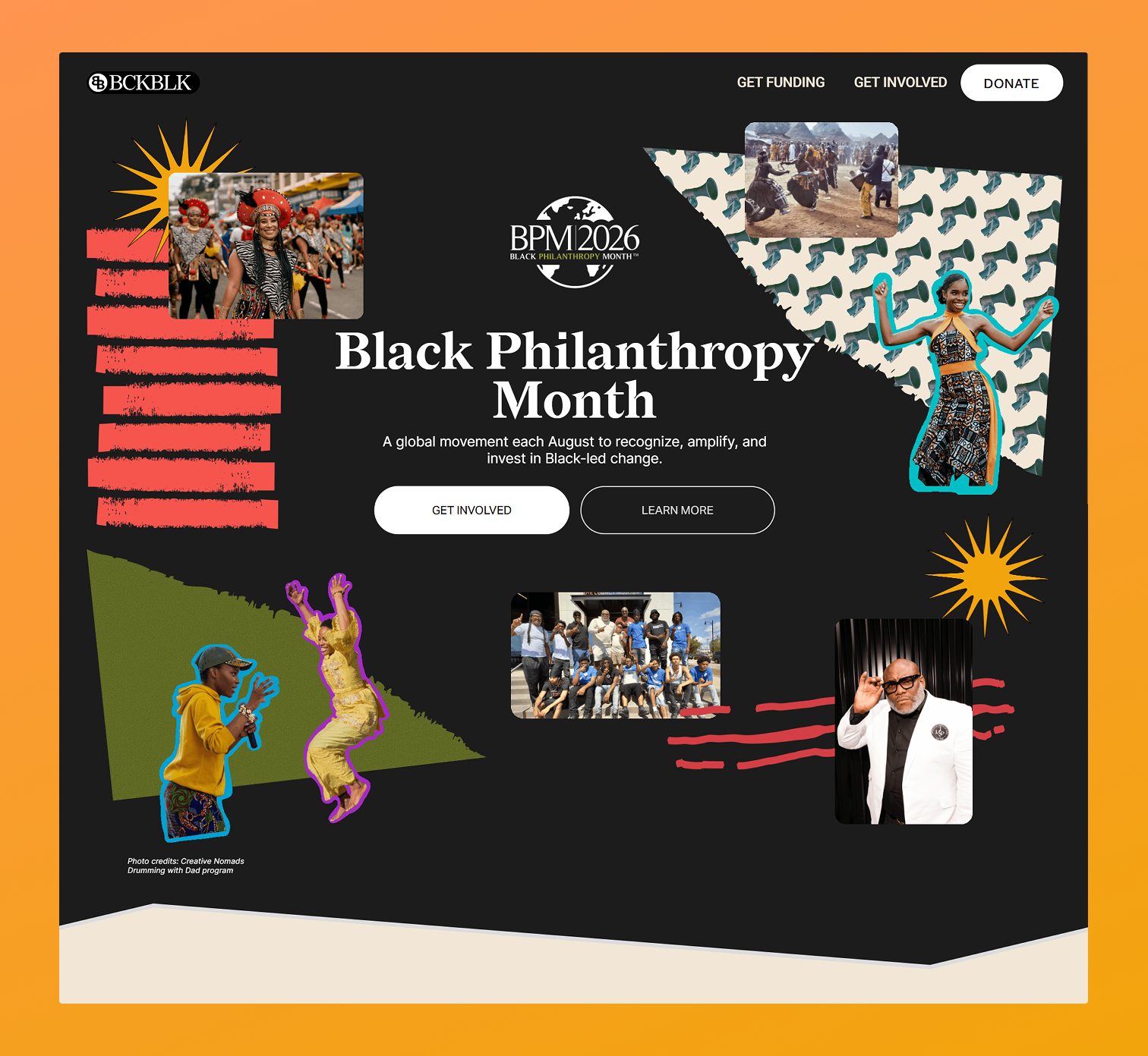 A screenshot of the Black Philanthropy Month collage hero
