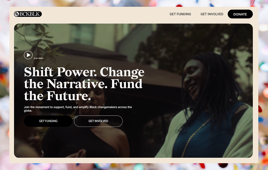 A screenshot of the BackBlack homepage hero.