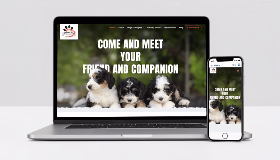 Image demonstrating website mock up on the screen of a laptop computer and on a smartphone