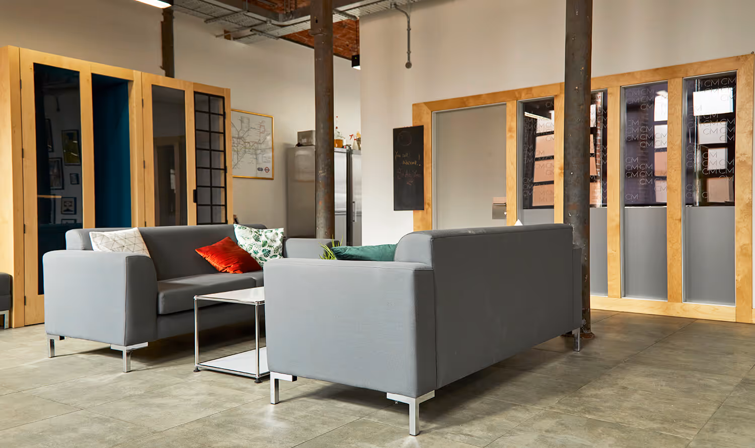 Lounge space, call booths and meeting room at Castleton MIll in Leeds where we also have office space for rent.
