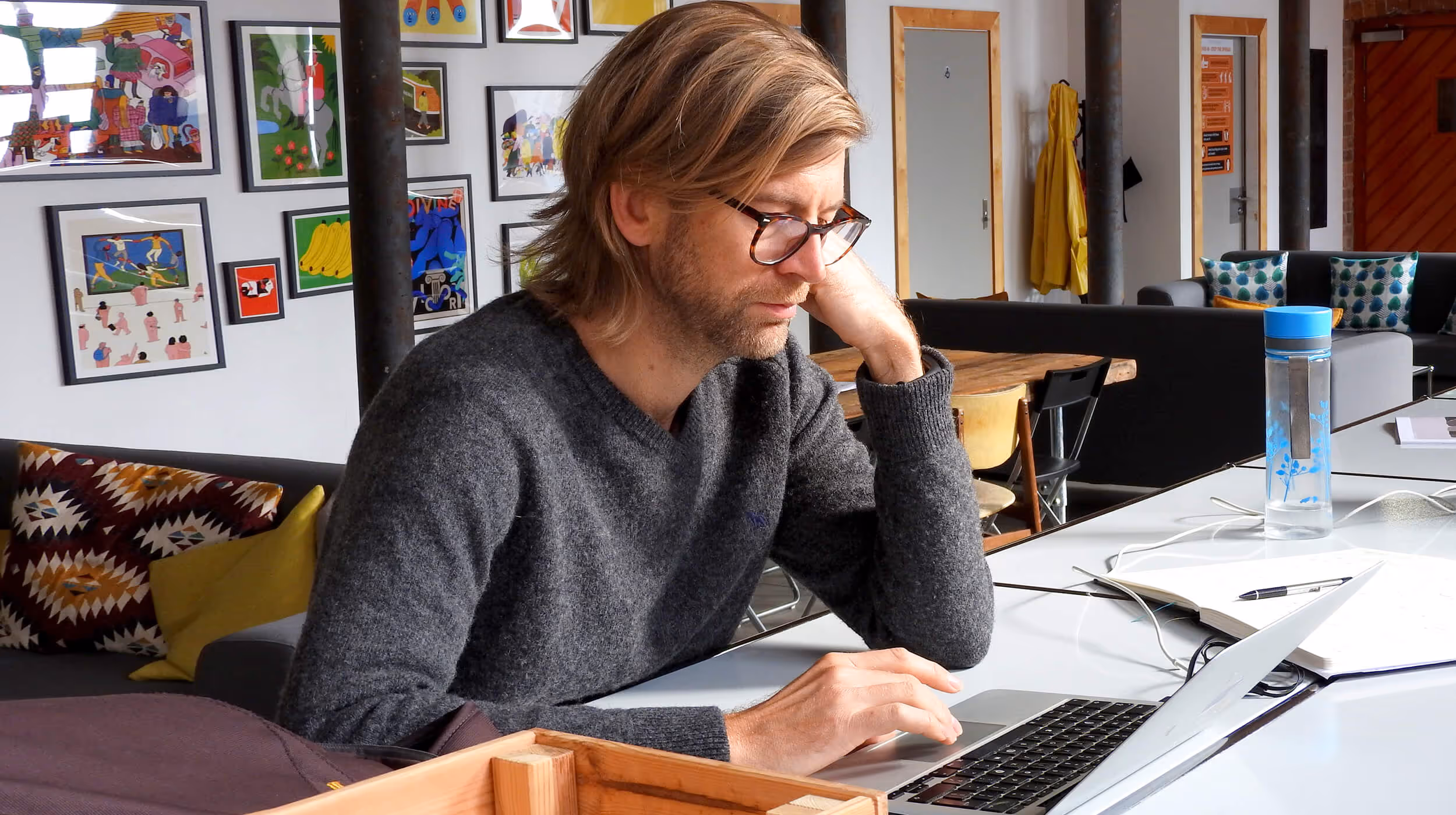 A coworker in the shared workspace at Castleton Mill. Rent shared workspace in Leeds.