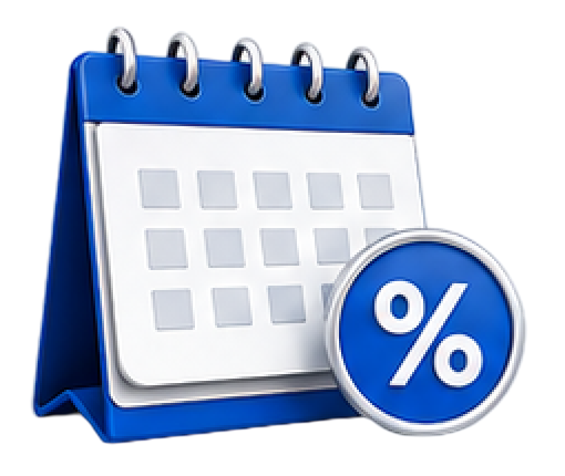 Calendar with a percent badge