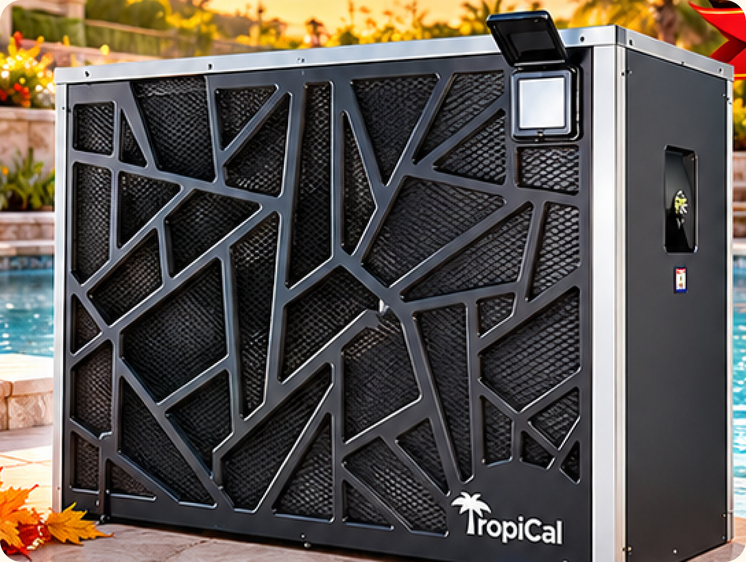 TropiCal T-130 heat pump installed poolside