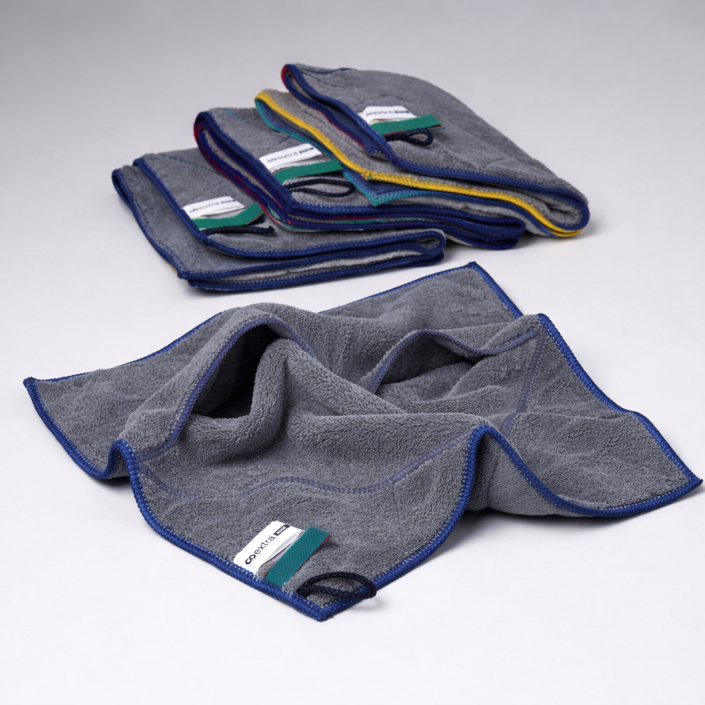 coextra Edge Mikrofasertuch, 38 x 38 cm, Blau / Grau