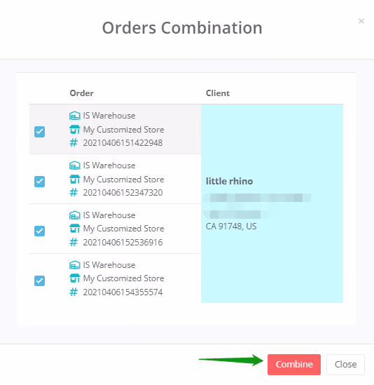 ShipSaving - combine orders