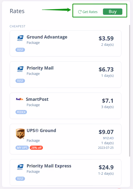ShipSaving - create a shipment