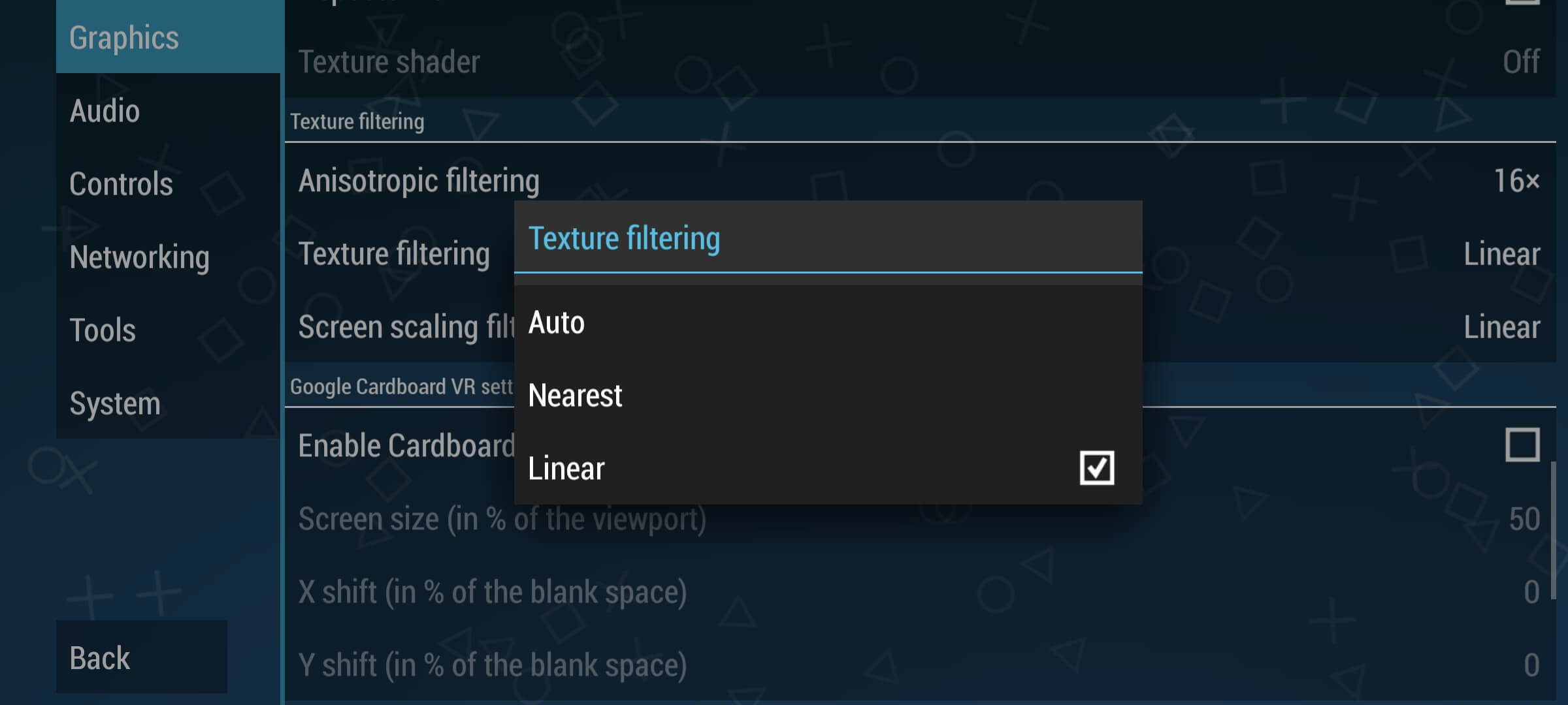 Set texture filtering to linear