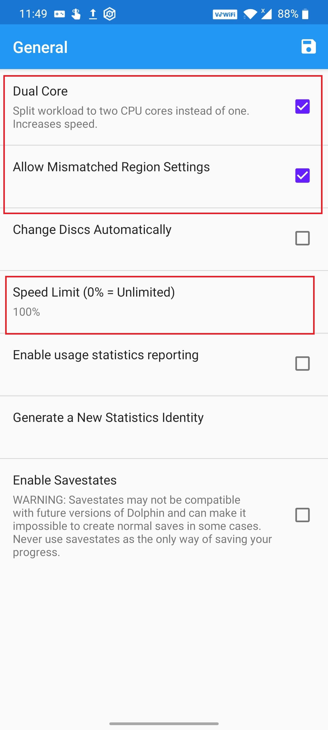 General Settings in Dolphin