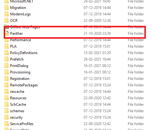 Windows C Panther folder