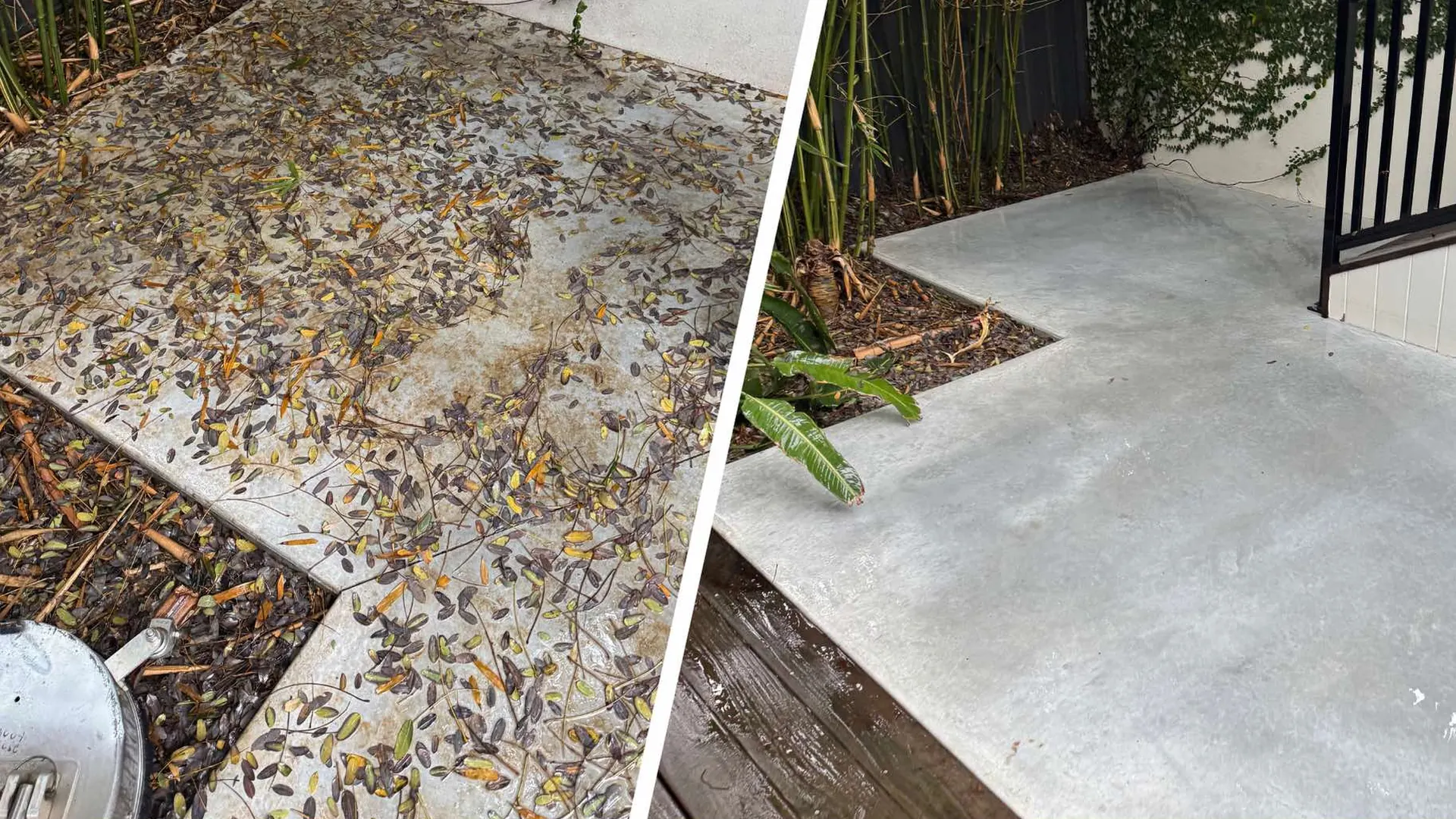 Concrete driveway in Mt Claremont before and after high pressure cleaning