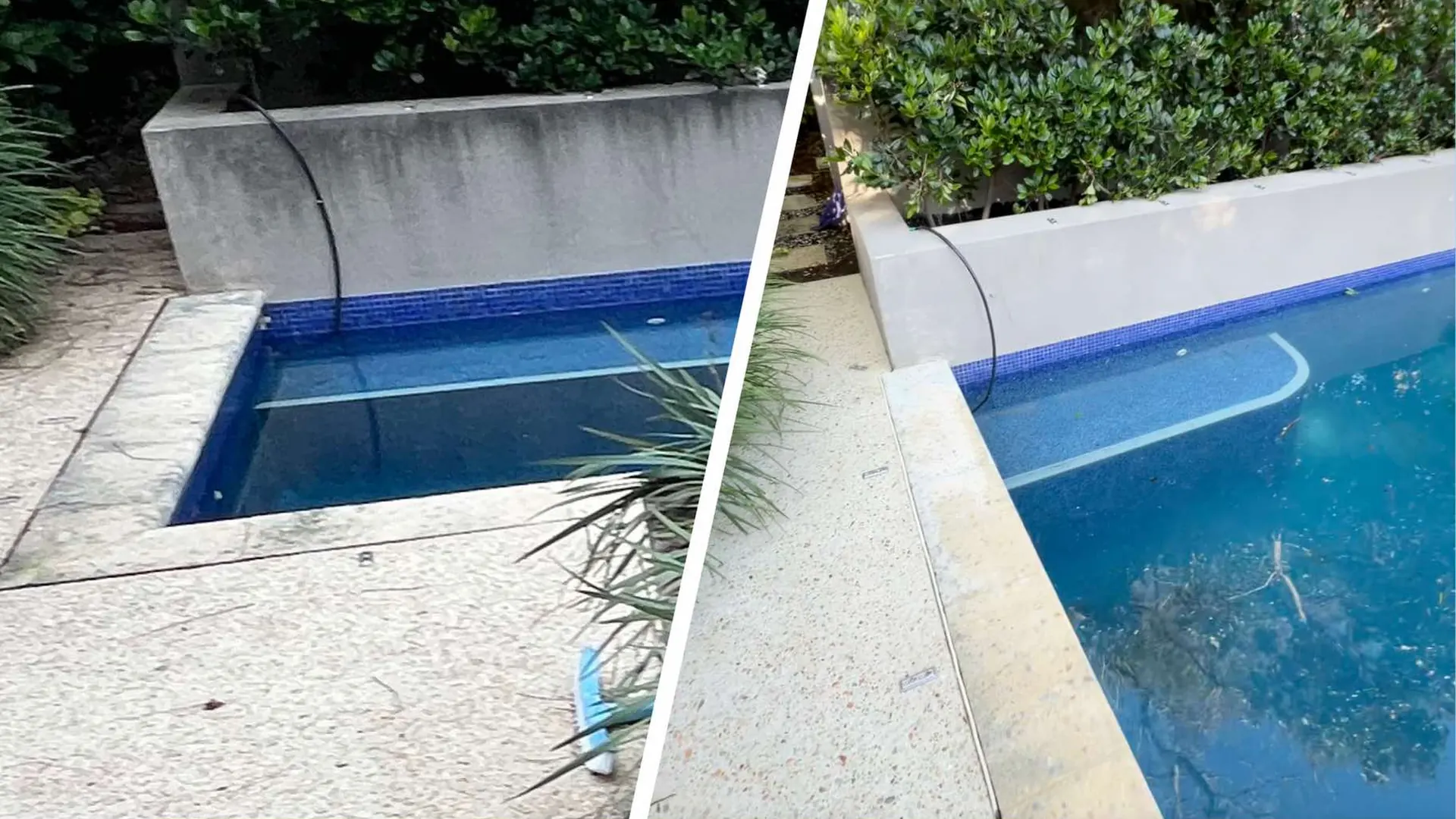 Rendered wall before and after soft washing in Cottesloe, Perth